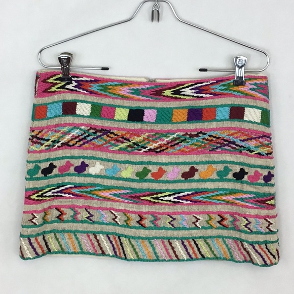GRYPHON Mayan Multicolored Embroidered Mini Skirt - Picture 2 of 10